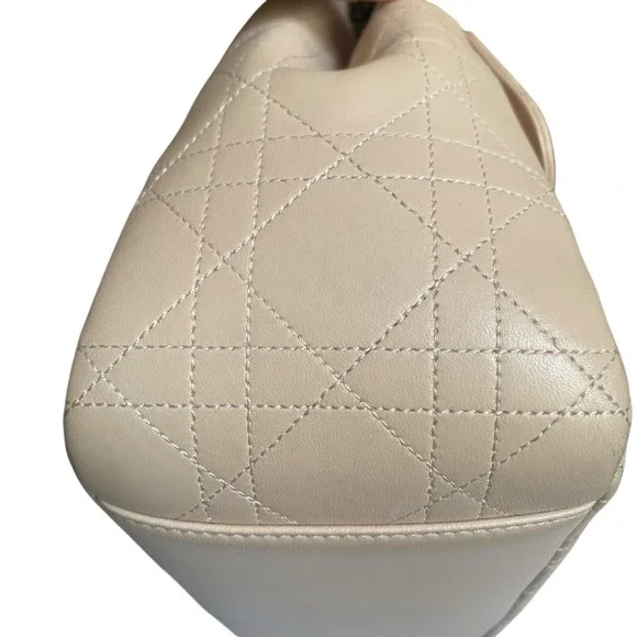 Christian Dior Shoulder Flap Bag Medium Nude Beige Pink Gold Chain - Picture 6 of 16